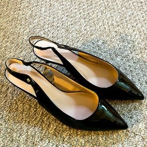 Kate Spade Sling back, kitten, heel black patent, leather, 8.5.